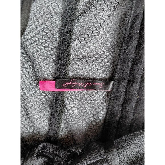 Seven Til Midnight Sheer Bustier Top with Garter Straps 1X/2X Black Bows - Picture 8 of 9